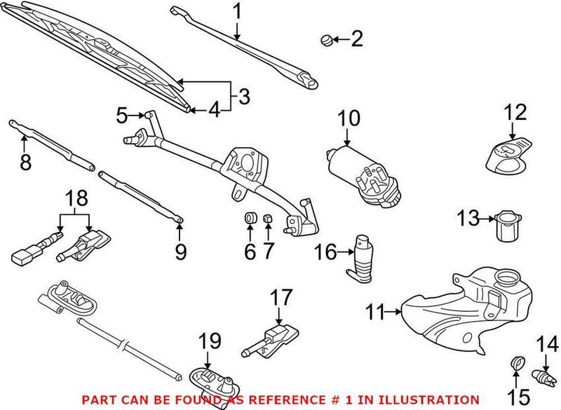 VW Windshield Wiper Arm – Driver Side 3B1955409