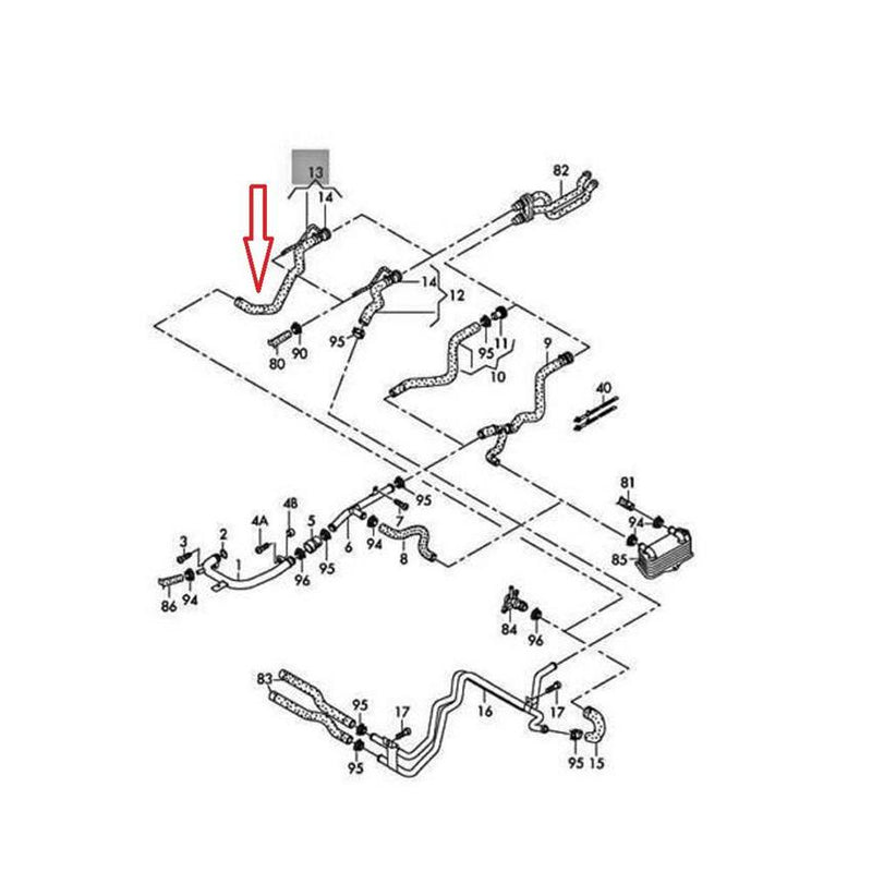 VW HVAC Heater Hose 3C0122157ER