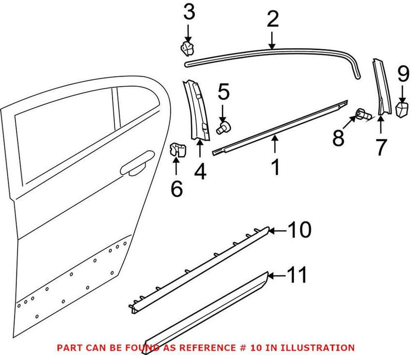 Door Rub Strip – Rear Passenger Side (Chrome)