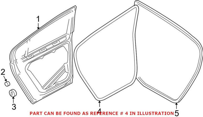 Door Seal – Rear Driver Side Outer (Black) (Sedan)