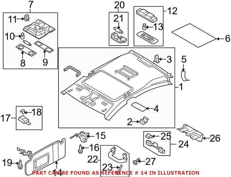 VW Sun Visor – Driver Side 3C8857551PC3