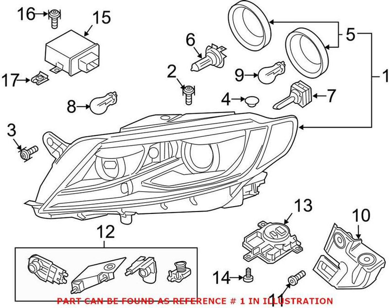 VW Headlight Assembly – Passenger Side (Xenon) 3C8941040F
