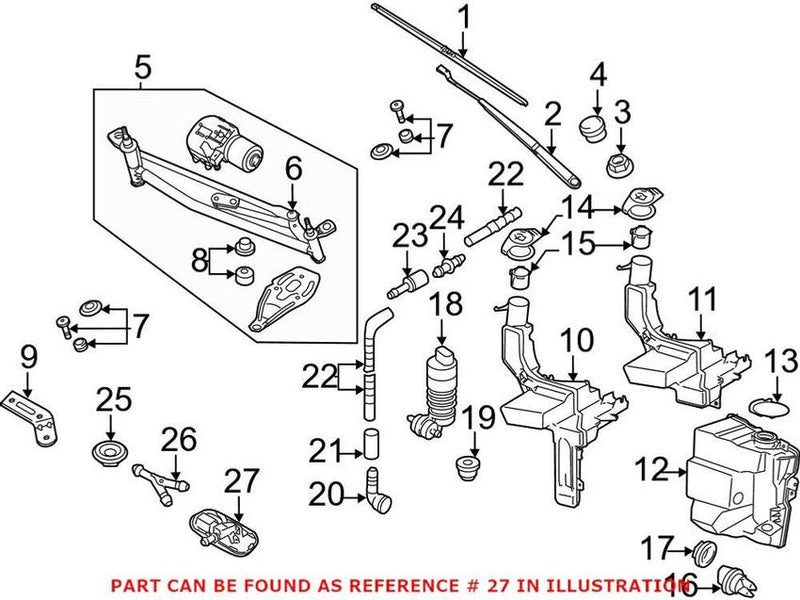 Windshield Washer Nozzle – Driver Side (Black)