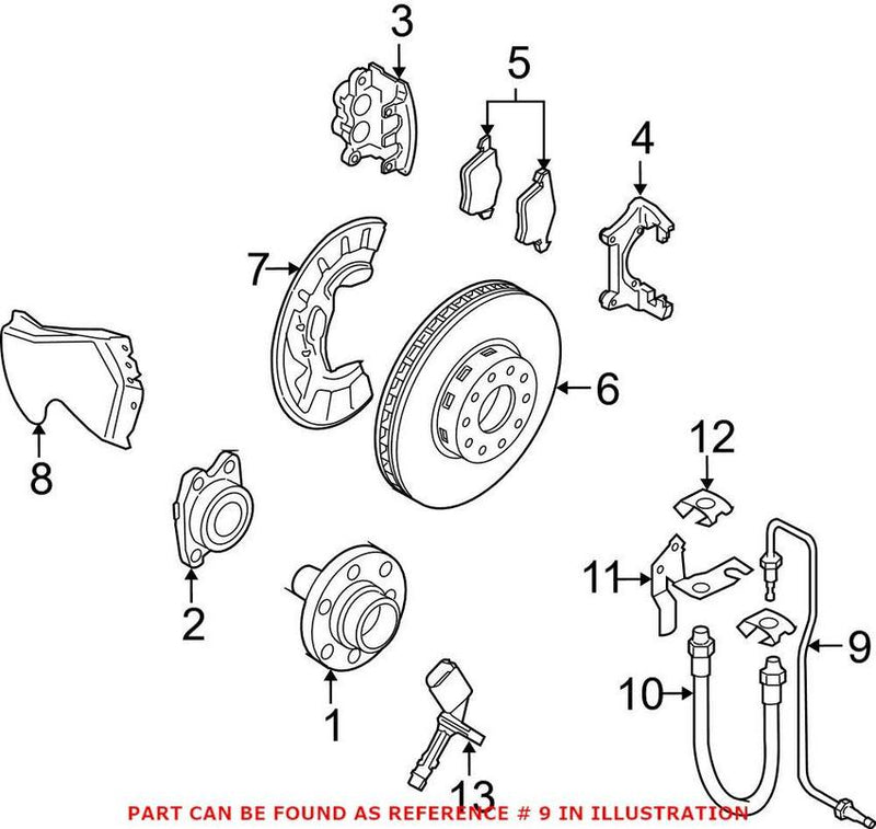 VW Brake Hose – Front Passenger Side 3D0611722J