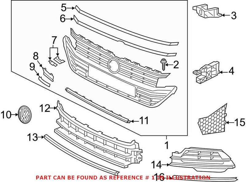 Grille – Front Center (Without R-line Package)