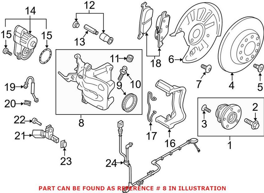 VW Disc Brake Caliper – Rear Passenger Side 3Q0615424