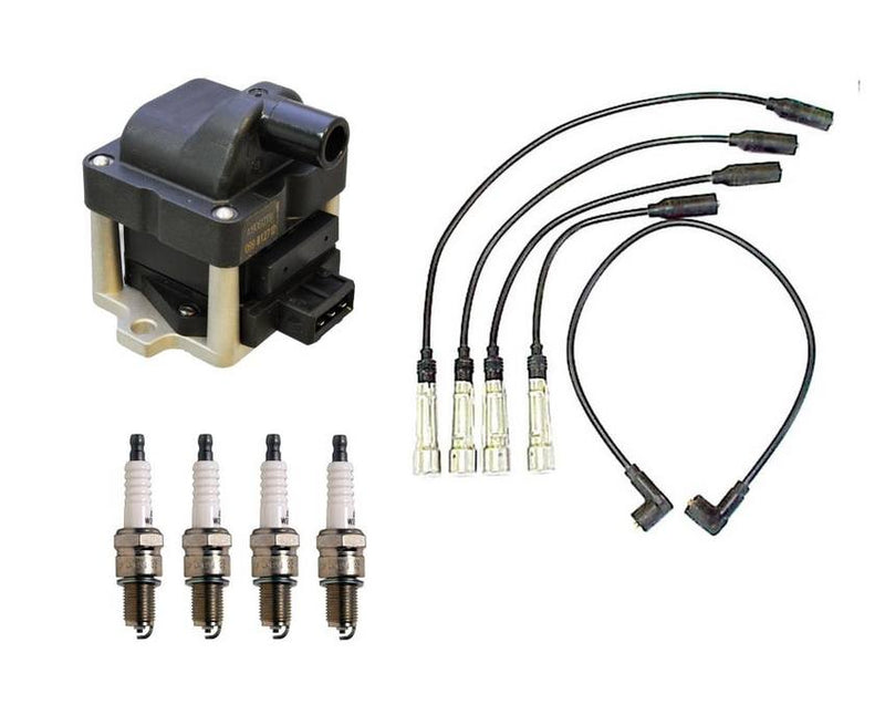 VW Ignition Coil and Spark Plugs Wire Kit (4 Pieces) 6N0905104 – Denso