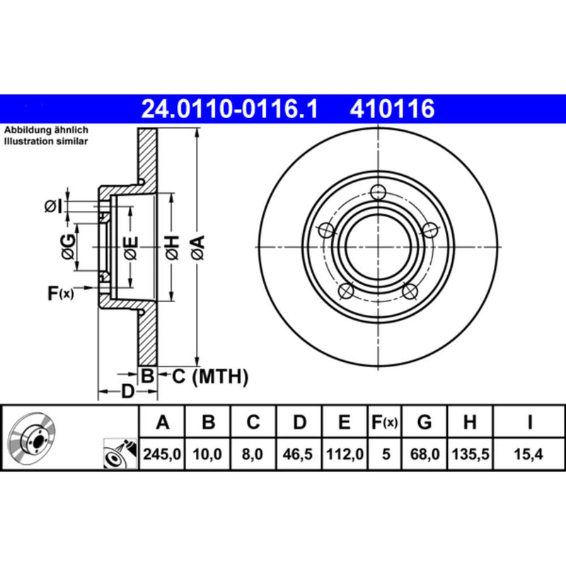 Ate Coated Brake Disc 443615601 B