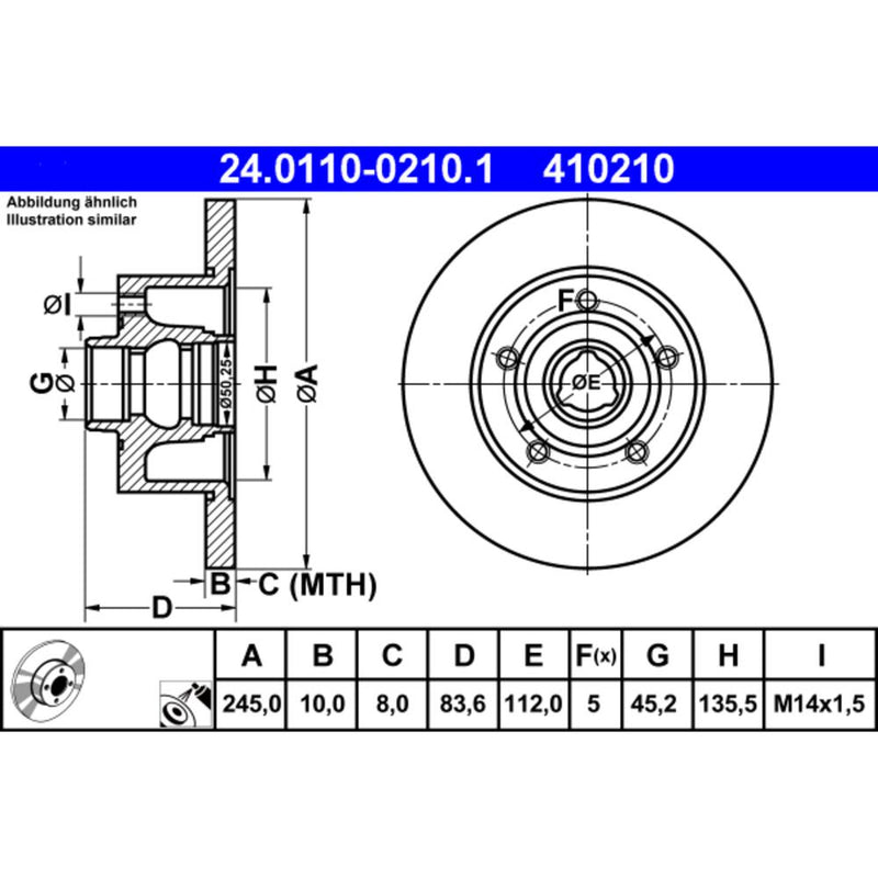 Ate Coated Brake Disc 8 D0615601 B