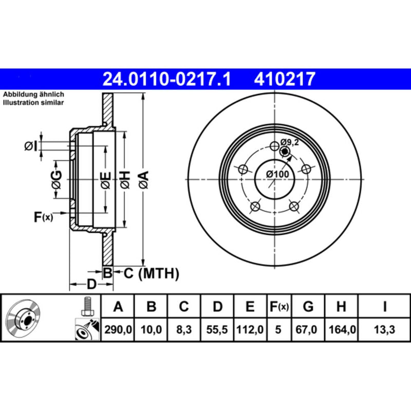 ATE COATED Brake Disc - 410217