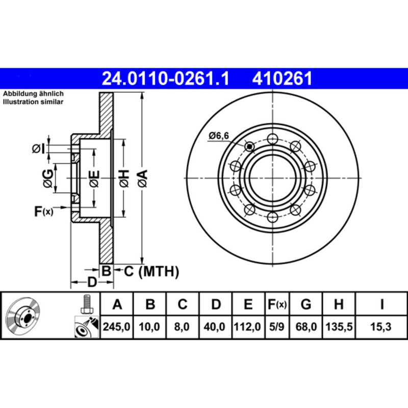 ATE COATED Brake Disc 410261