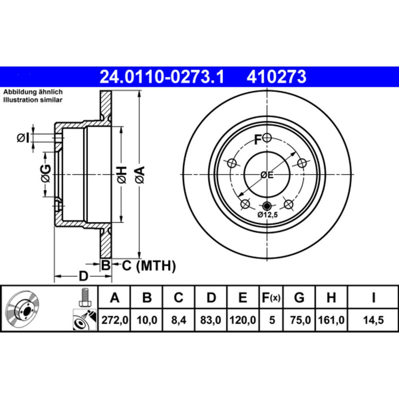 ATE COATED Brake Disc - 410273