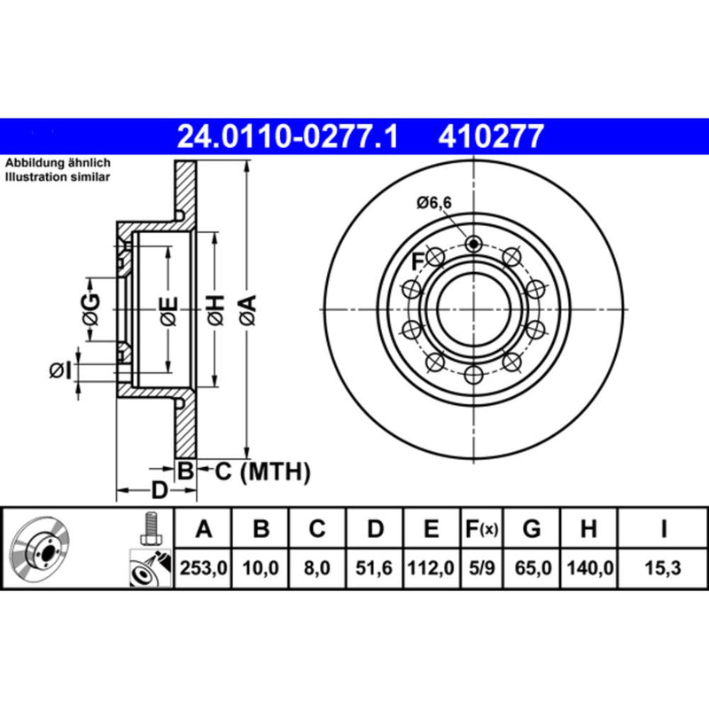 ATE COATED Brake Disc 410277