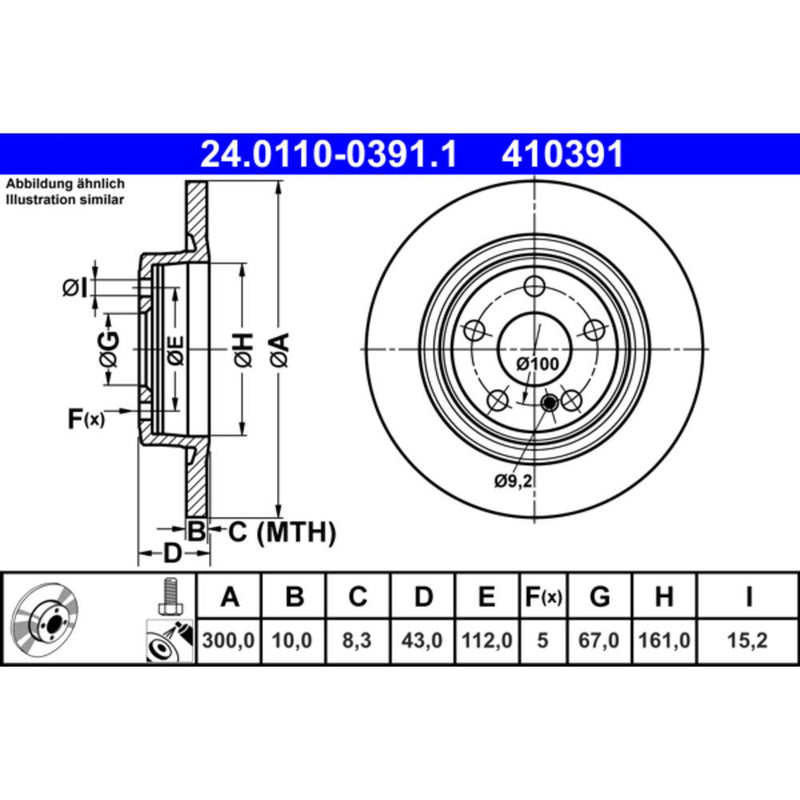 ATE COATED Brake Disc - 410391