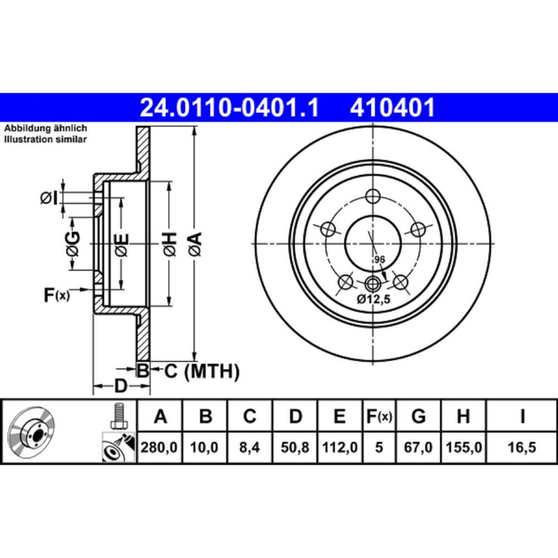 Ate Coated Brake Disc 34216799367
