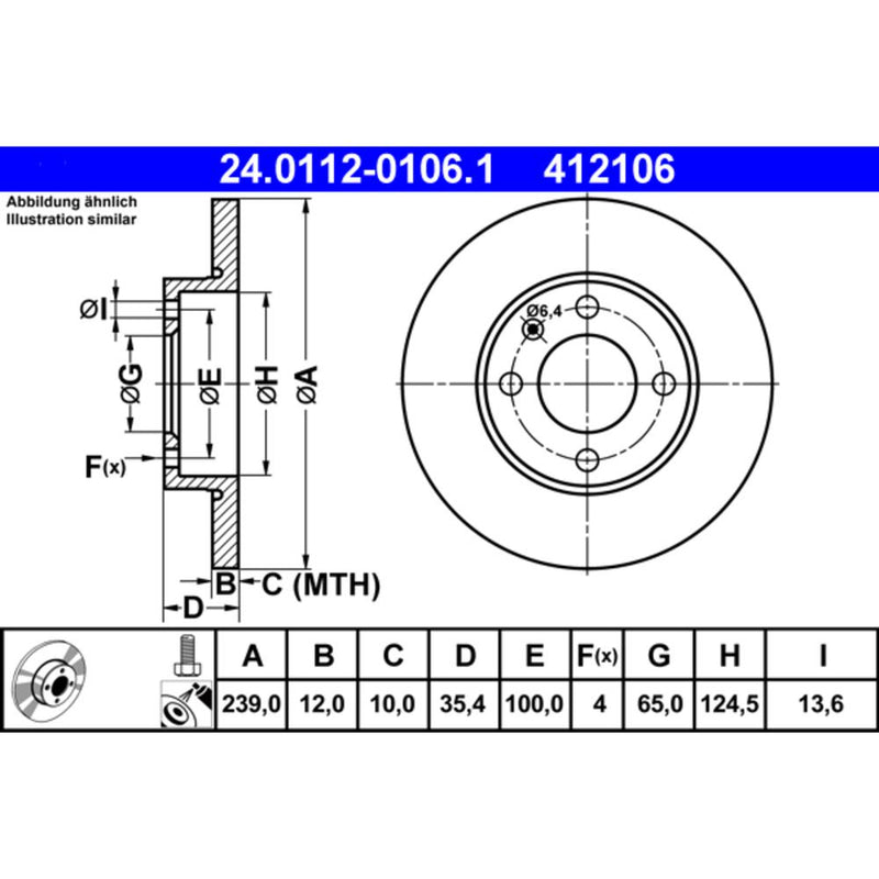 Ate Brake Disc 412106