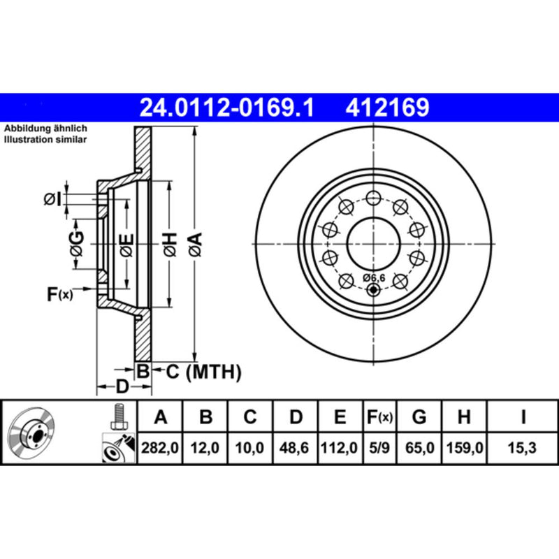 Ate Coated Brake Disc 5 Q0615601 G
