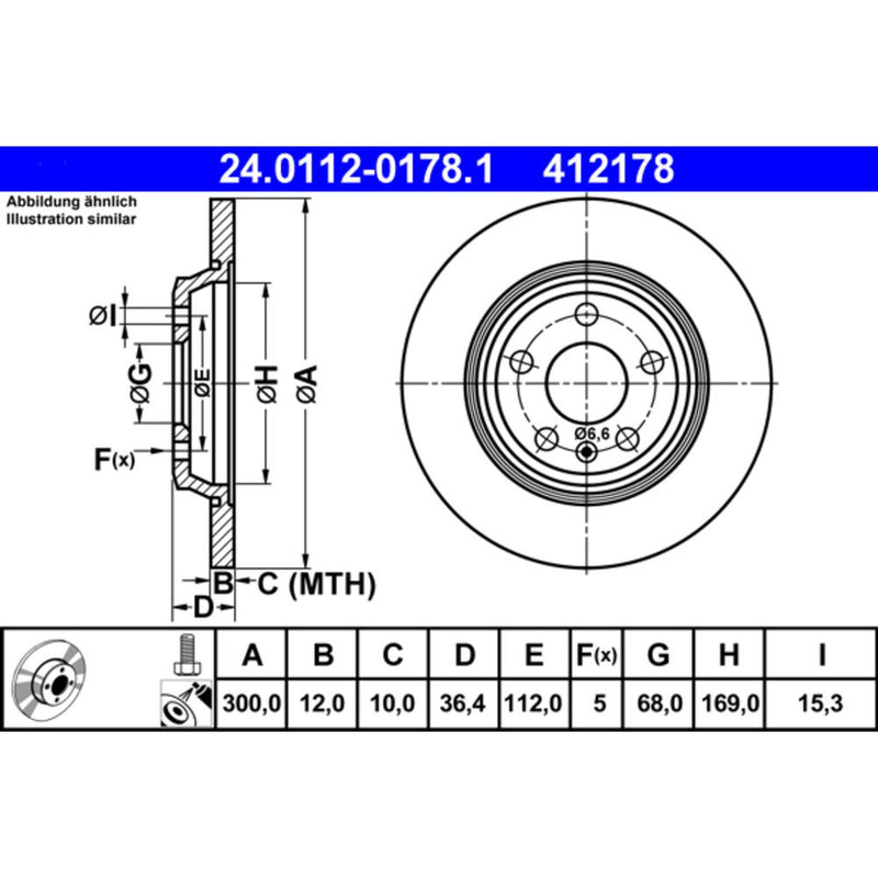 Ate Coated Brake Disc 8 K0615601 M