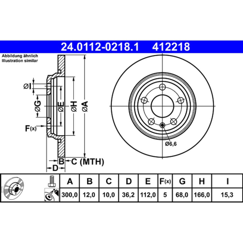 Ate Coated Brake Disc 8 W0615601 H