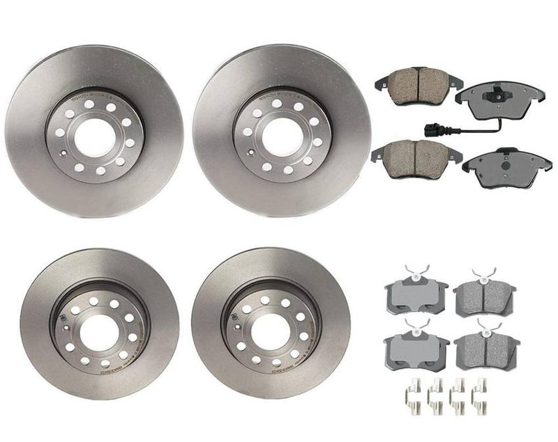 VW Disc Brake Pad and Rotor Kit – Front and Rear (288mm/272mm) (Ceramic) (EURO) 8J0698151C – Akebono Euro Ultra-Premium 4122513KIT