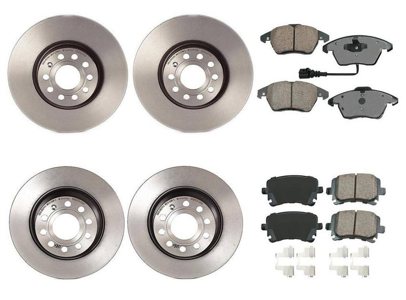 Audi VW Disc Brake Pad and Rotor Kit – Front and Rear (312mm/282mm) (Ceramic) (EURO) 8J0698151C – Akebono Euro Ultra-Premium 4122604KIT