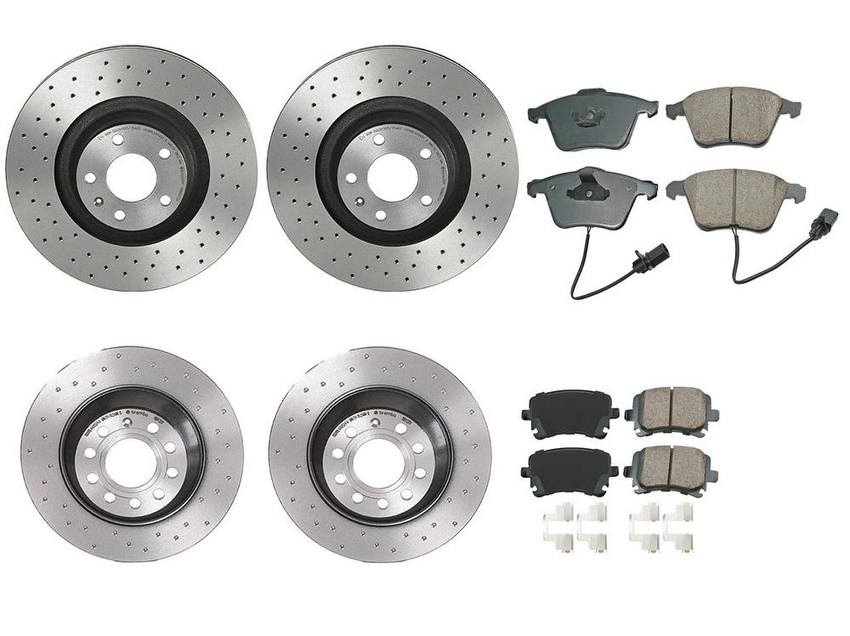 Audi Disc Brake Pad and Rotor Kit – Front and Rear (347mm/302mm) (Xtra) (Ceramic) (EURO) 8E0698451J – Akebono Euro Ultra-Premium 4122729KIT