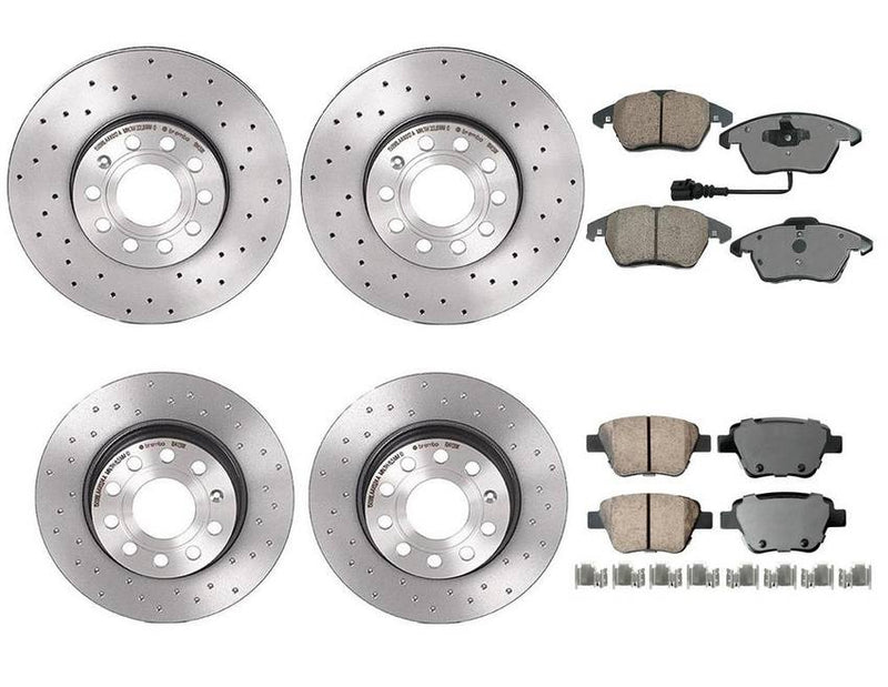 VW Disc Brake Pad and Rotor Kit – Front and Rear (288mm/272mm) (Xtra) (Ceramic) (EURO) 5Q0615601D – Akebono Euro Ultra-Premium 4122739KIT