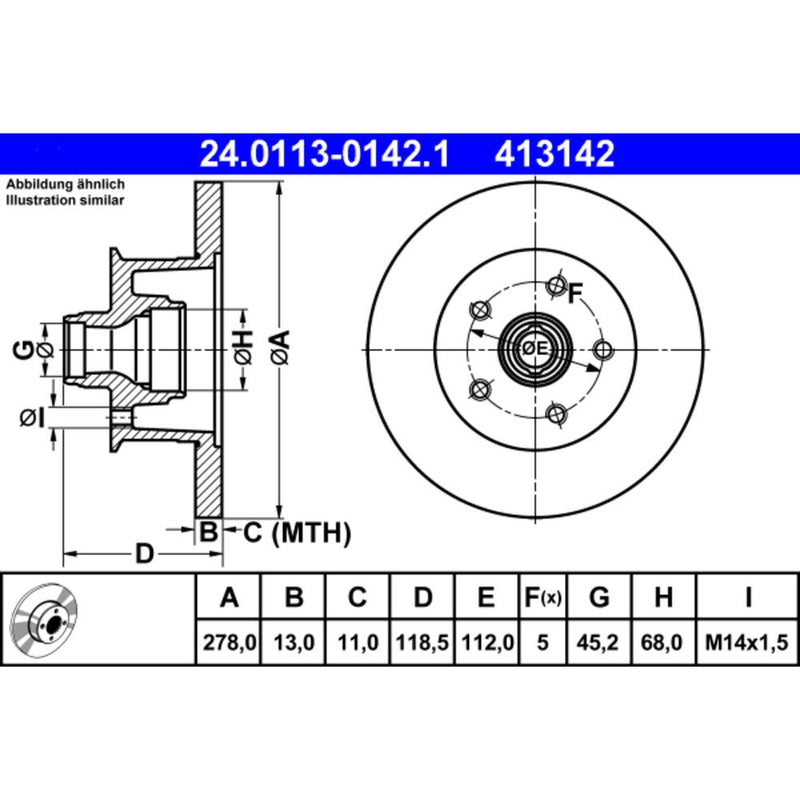 Ate Brake Disc 413142