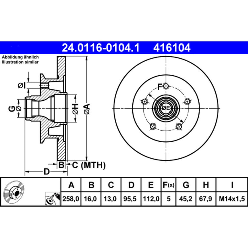 ATE COATED Brake Disc 416104