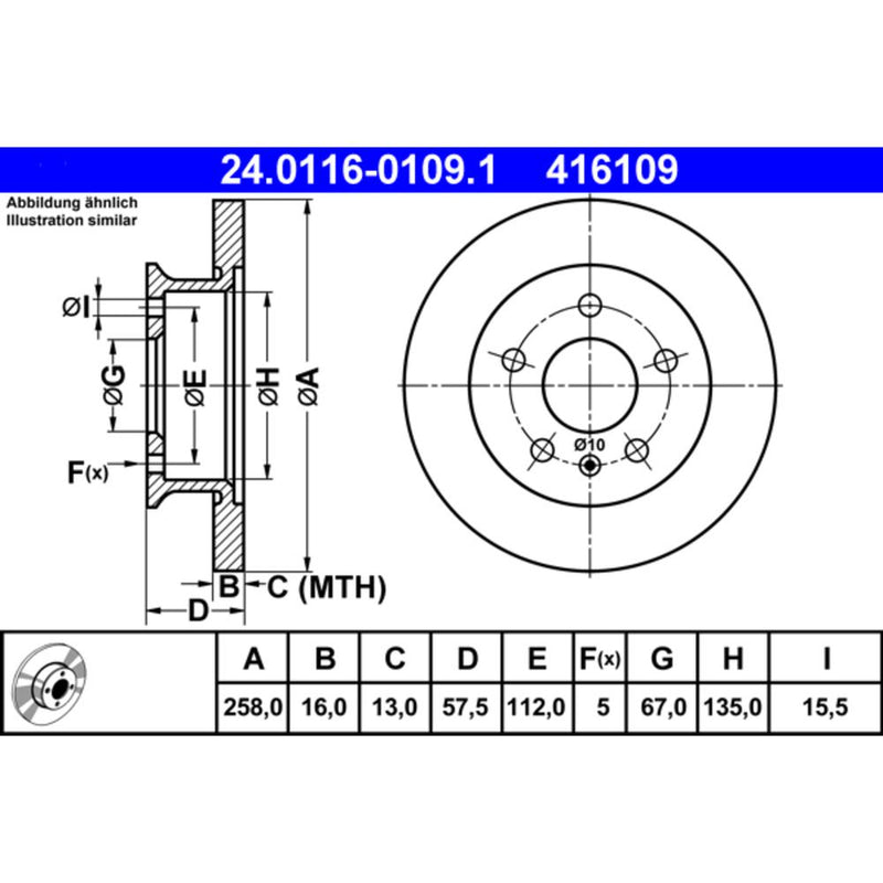 Ate Brake Disc 416109