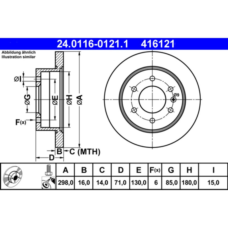 ATE COATED Brake Disc 416121