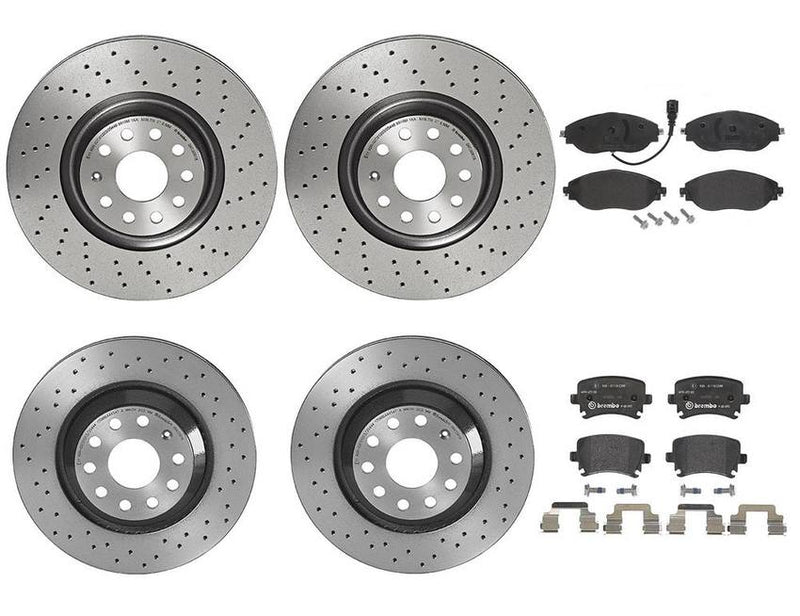 VW Brakes Kit – Pads & Rotors Front and Rear (340mm/310mm) (Low-Met) JZW698451M – Brembo 4189359KIT