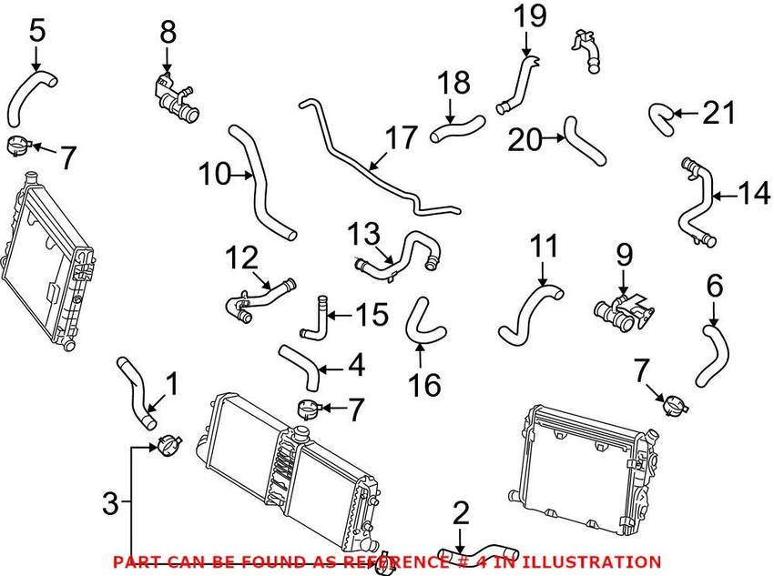 Genuine VW/Audi Radiator Coolant Hose – Center Upper 420121054B