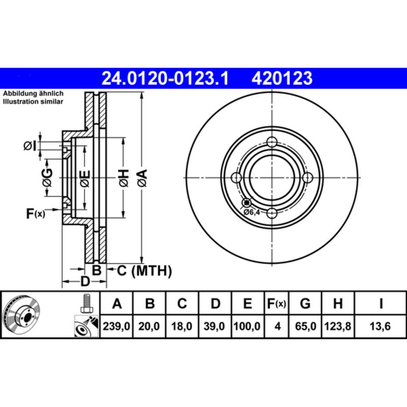 ATE COATED Brake Disc 420123