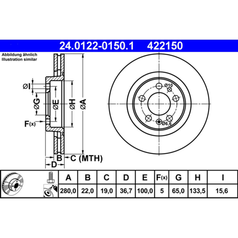 Ate Coated Brake Disc 1 J0615301 P
