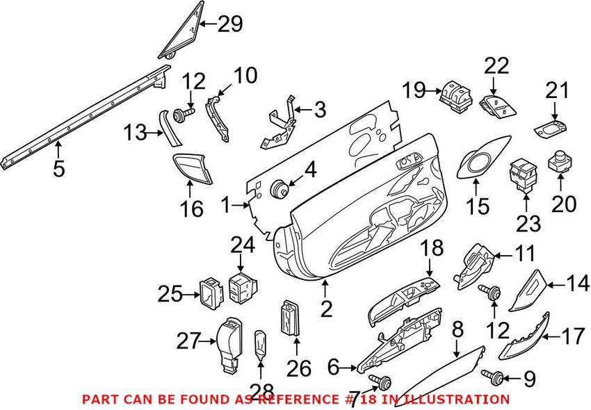 Genuine VW/Audi Door Window Switch Bezel – Passenger Side 423867102BH77