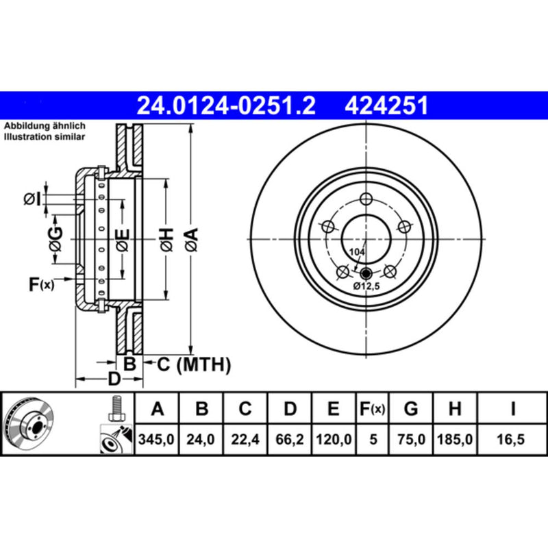 ATE COATED Brake Disc - 424251