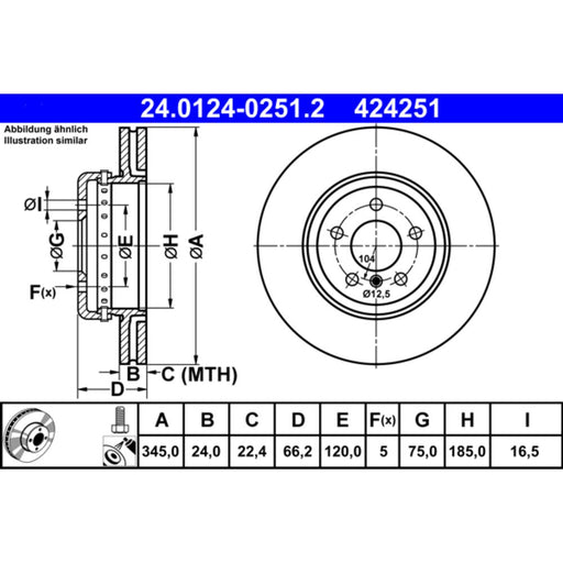 ATE COATED Brake Disc - 424251