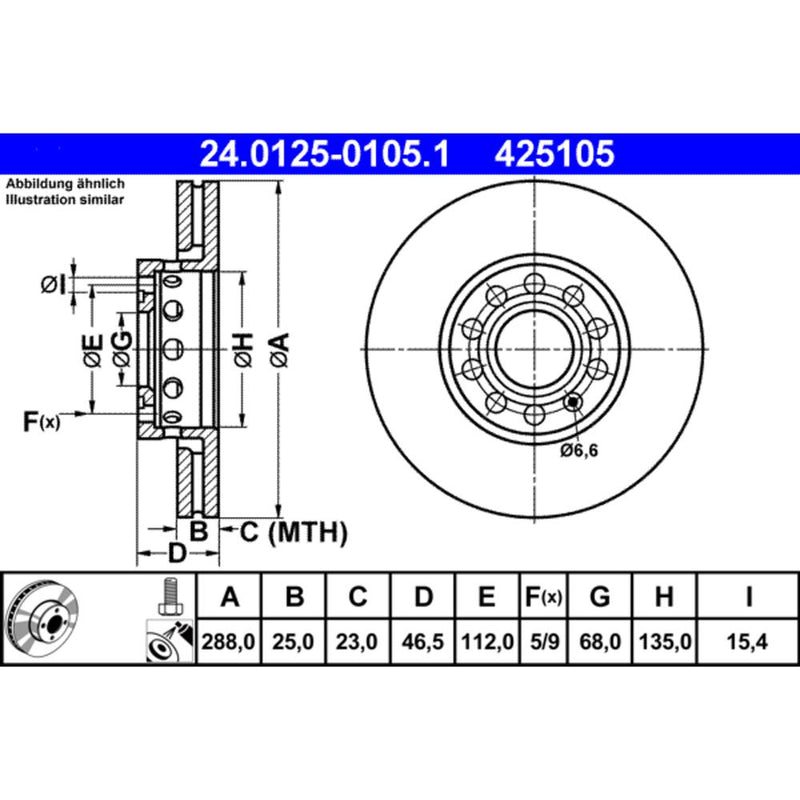 Ate Coated Brake Disc 4 A0615301 D