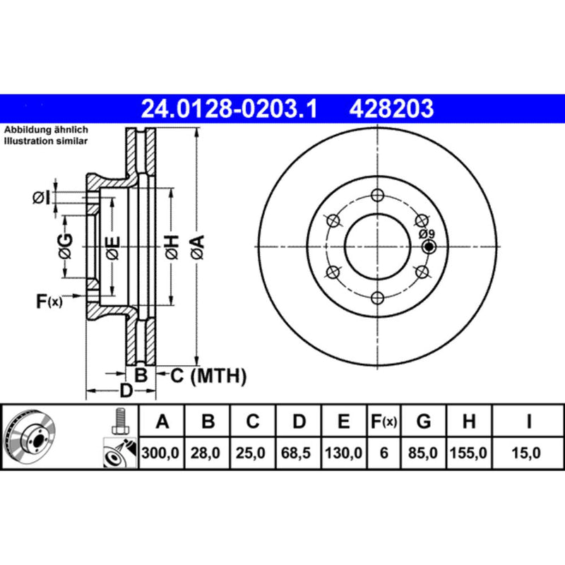 ATE COATED Brake Disc 428203