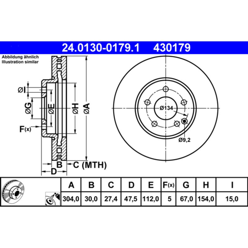 ATE COATED Brake Disc - 430179