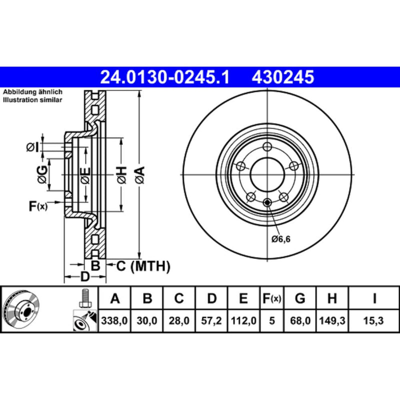 Ate Coated Brake Disc 8 W0615301 Ab