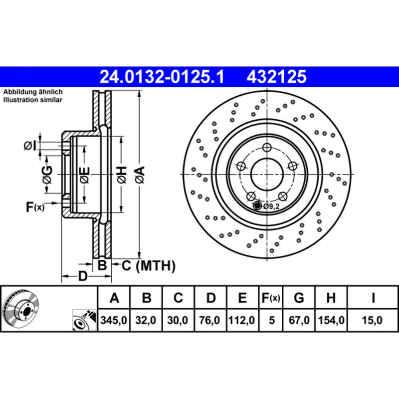 ATE COATED Brake Disc - 432125