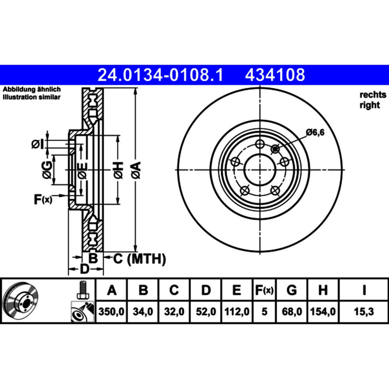 Ate Coated Brake Disc 95 B615302 R