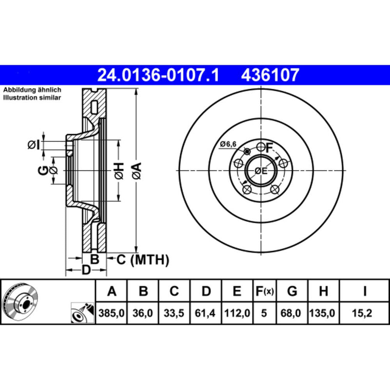 Ate Coated Brake Disc 4 F0615301 J
