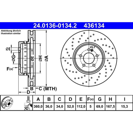 ATE COATED Brake Disc - 436134