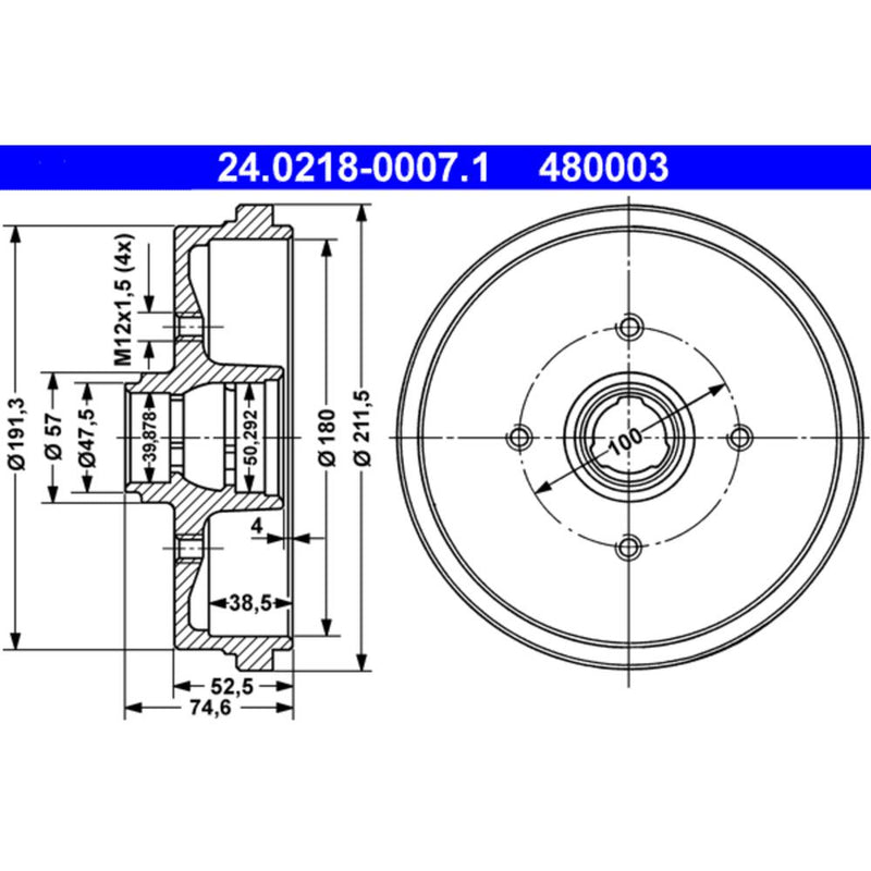 Ate Brake Drum 480003