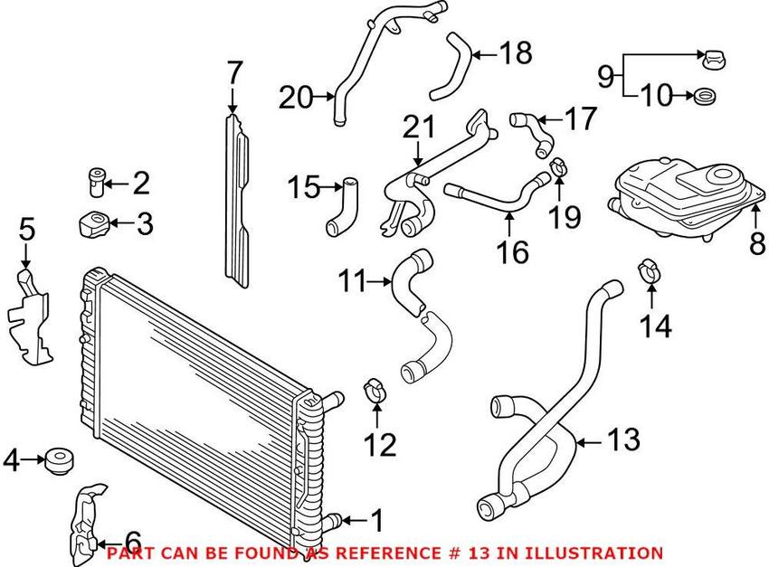 Genuine VW/Audi VW Engine Coolant Hose 4B0121055F