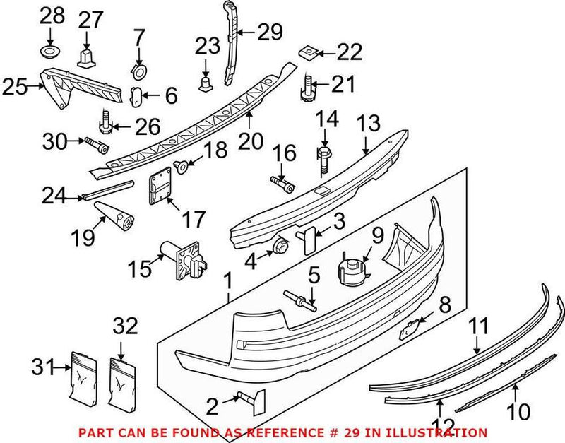 Genuine VW/Audi Bumper Cover Support Rail – Rear Passenger Side Upper 4E0810916B