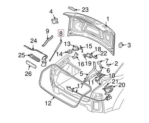 Genuine VW/Audi Trunk Lift Support – Passenger Side 4E0827552C